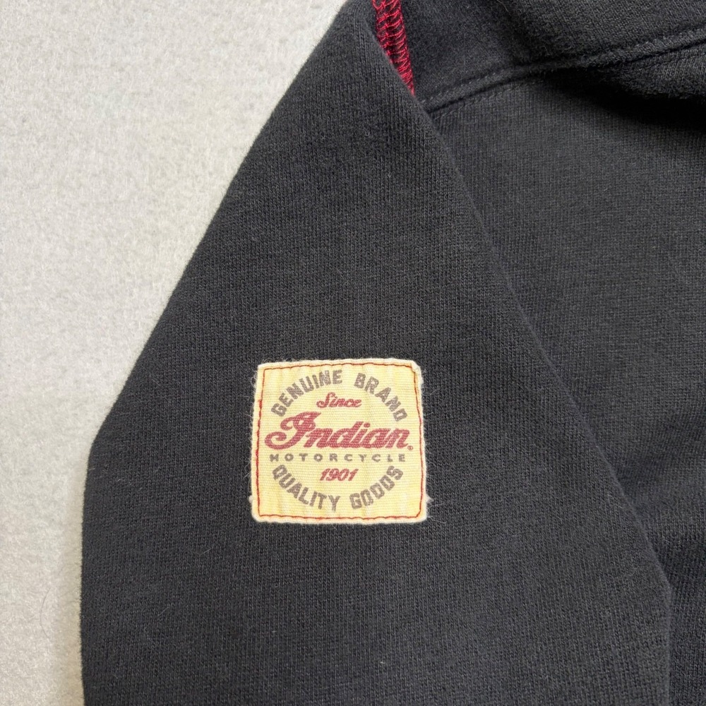Indian Motorcycle Hoodie Men Small Black Red Pullover Embroidered Logo Biker - Picture 9 of 11